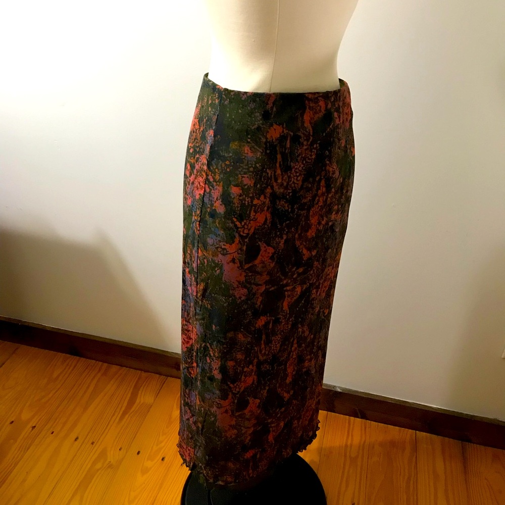 Banana Republic Autumn Brush-Stroke Midi Pencil Skirt